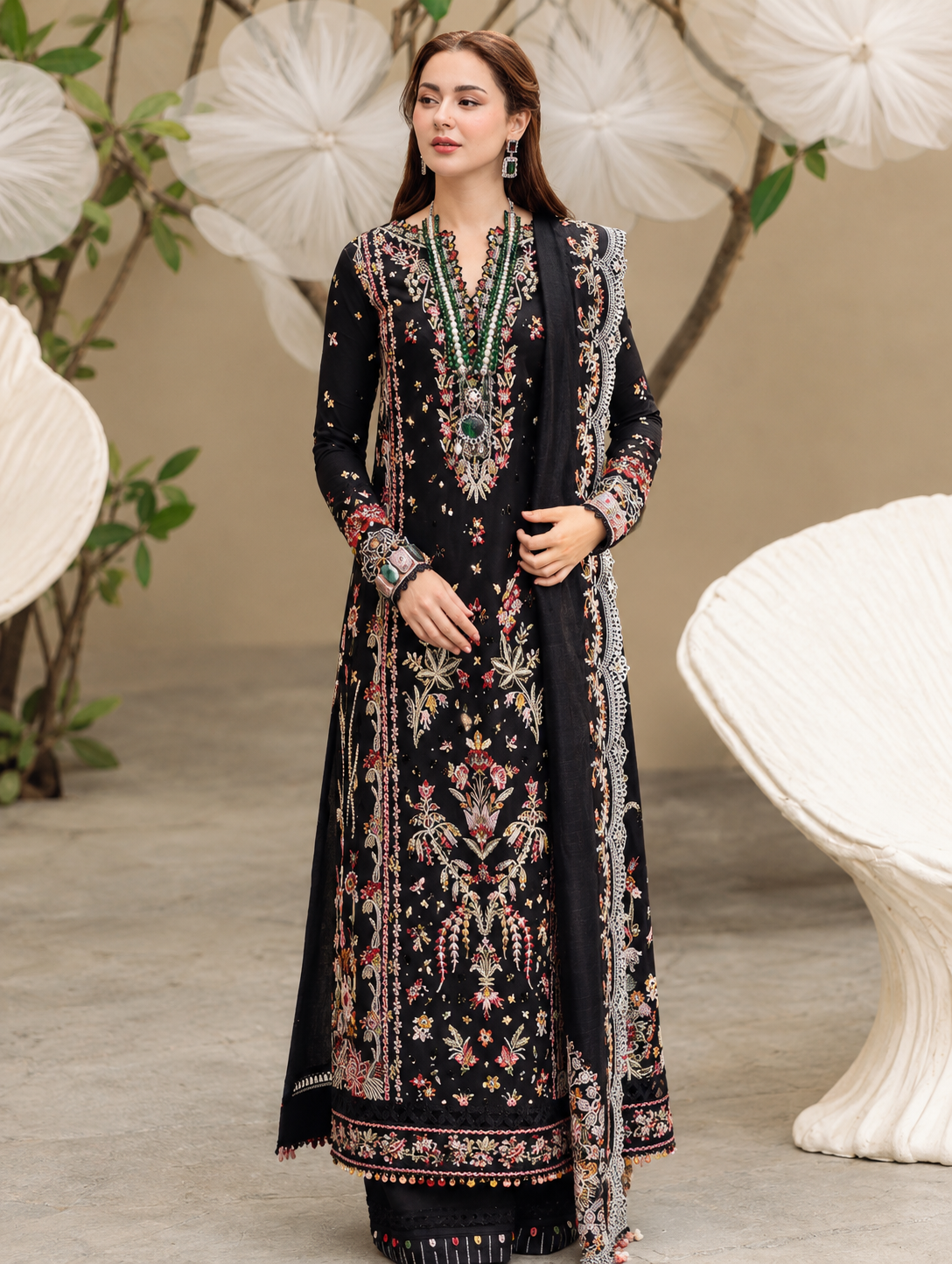 QALAMKAR | 3pc Embroidery Dhanak