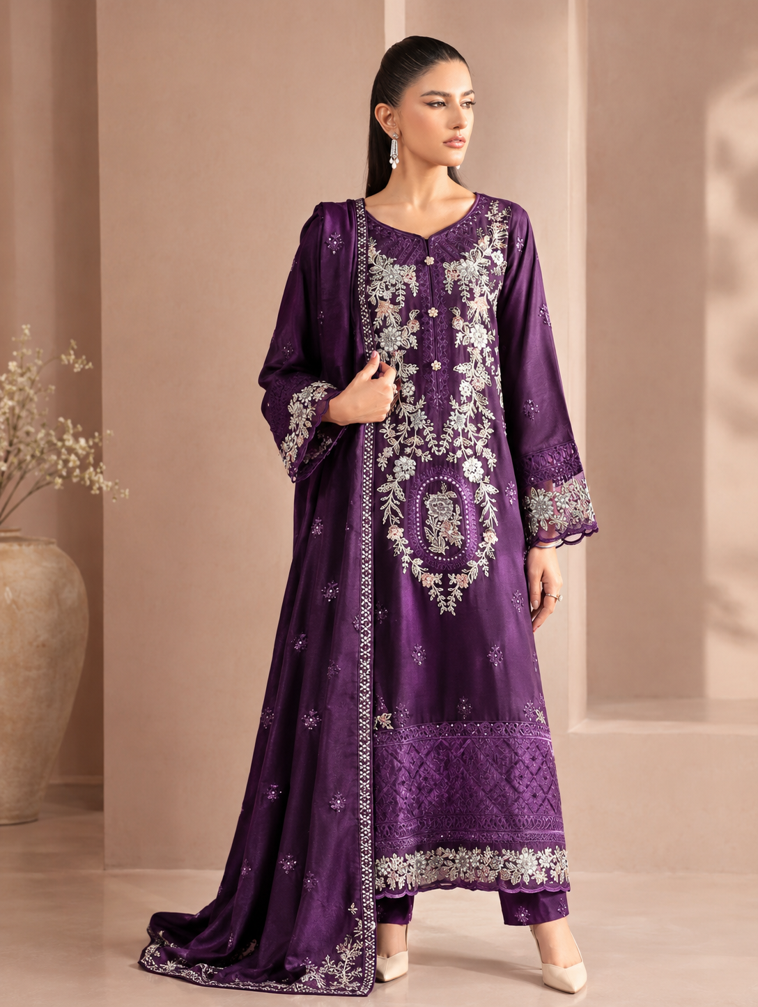 MARIA B | 3pc Embroidery Dhanak